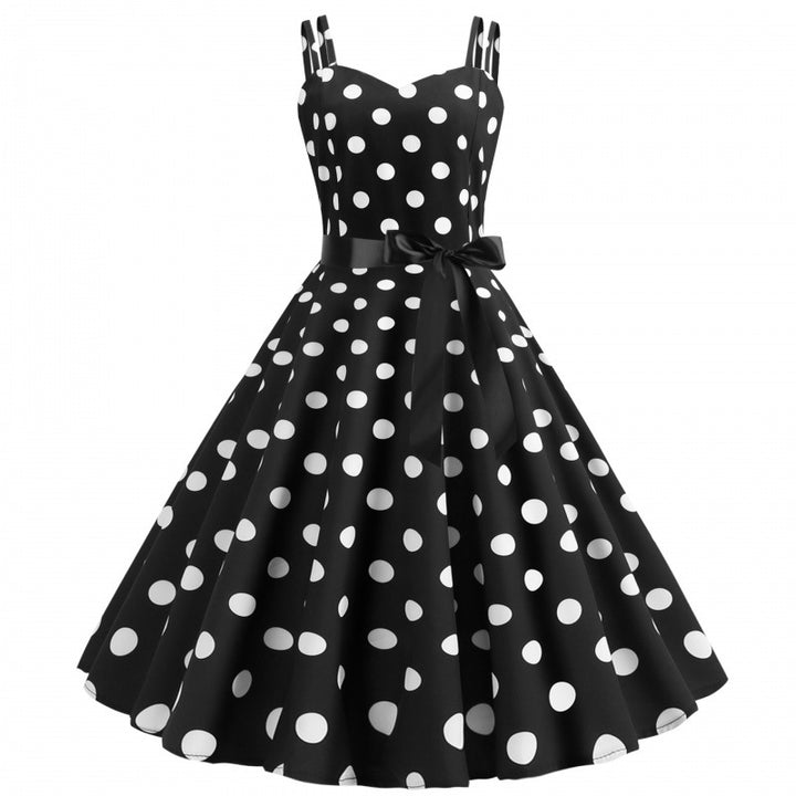 Damen Swingkleid mit klassischen Punkten und breitem Rock Drune