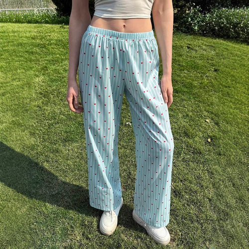 Damen Freizeit-Hose mit gestreiftem Design und Herzmotiven Drune
