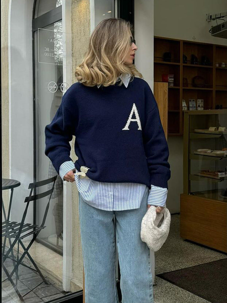 Damen lässiger Pullover mit einzigartigem Monogramm Drune