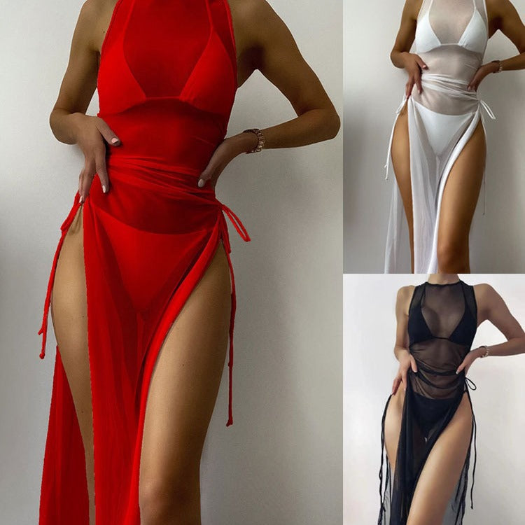 Damen Strandkleid mit asymmetrischem Wickeldesign Drune