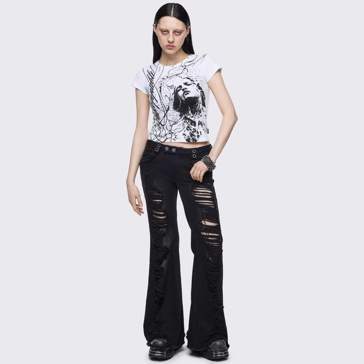 Damen Kreatives Grafik-Print T-Shirt Drune