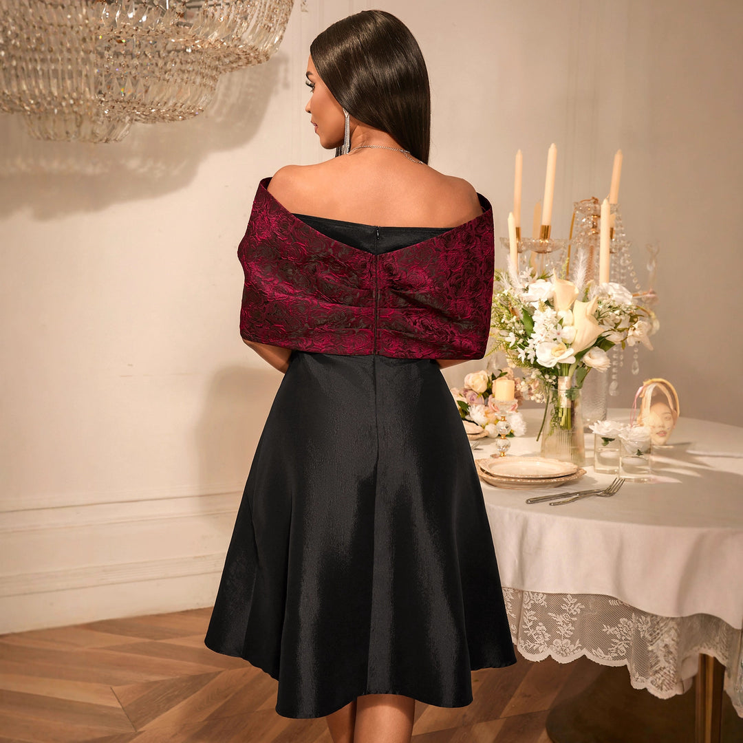 Damen Elegantes Abendkleid mit abnehmbarem Umhang Drune