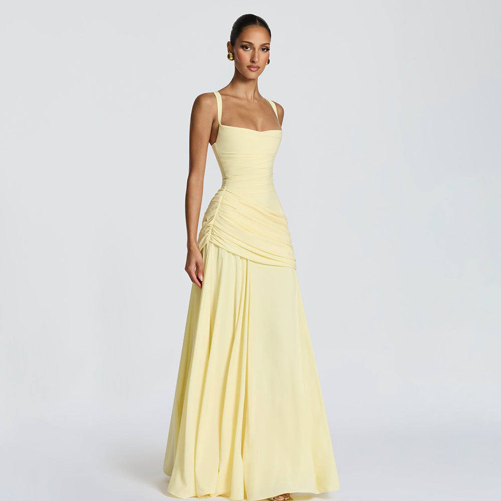Damen Elegantes Abendkleid mit Off-Shoulder-Design und Fließendem Cape Drune
