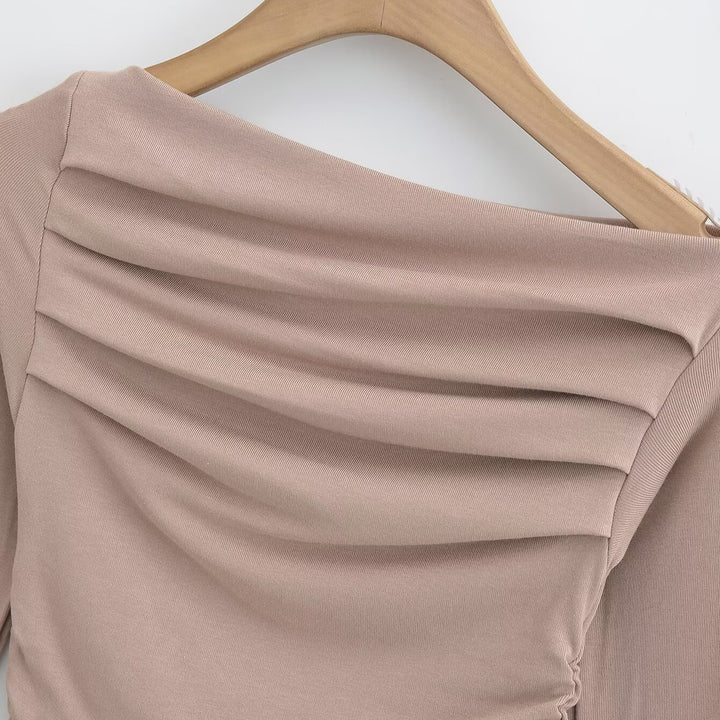 Damen Langarmshirt mit eleganter Drapierung Drune