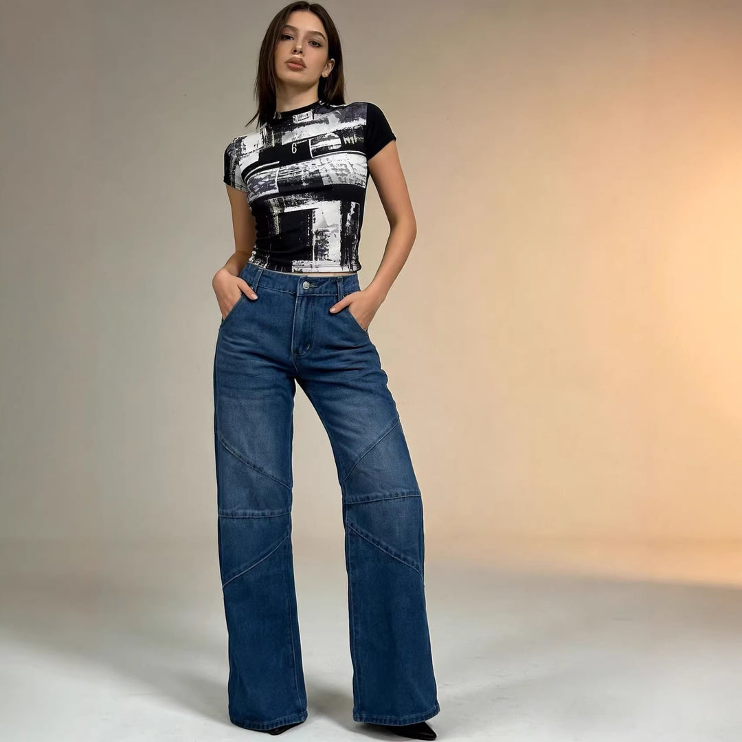 Damen Weit geschnittene Jeans mit einzigartigen Nahtdetails Drune