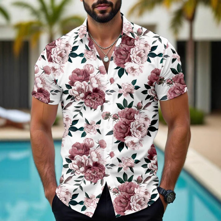 Herren Kurzarmhemd mit floralen Akzenten und modernem Schnitt Drune