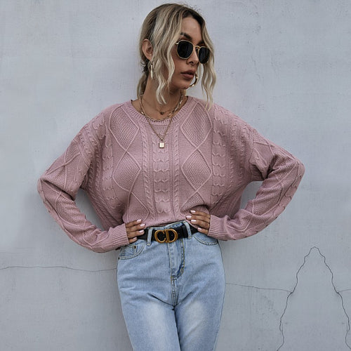 Damen kuscheliger Pullover mit strukturiertem Zopfmuster Drune