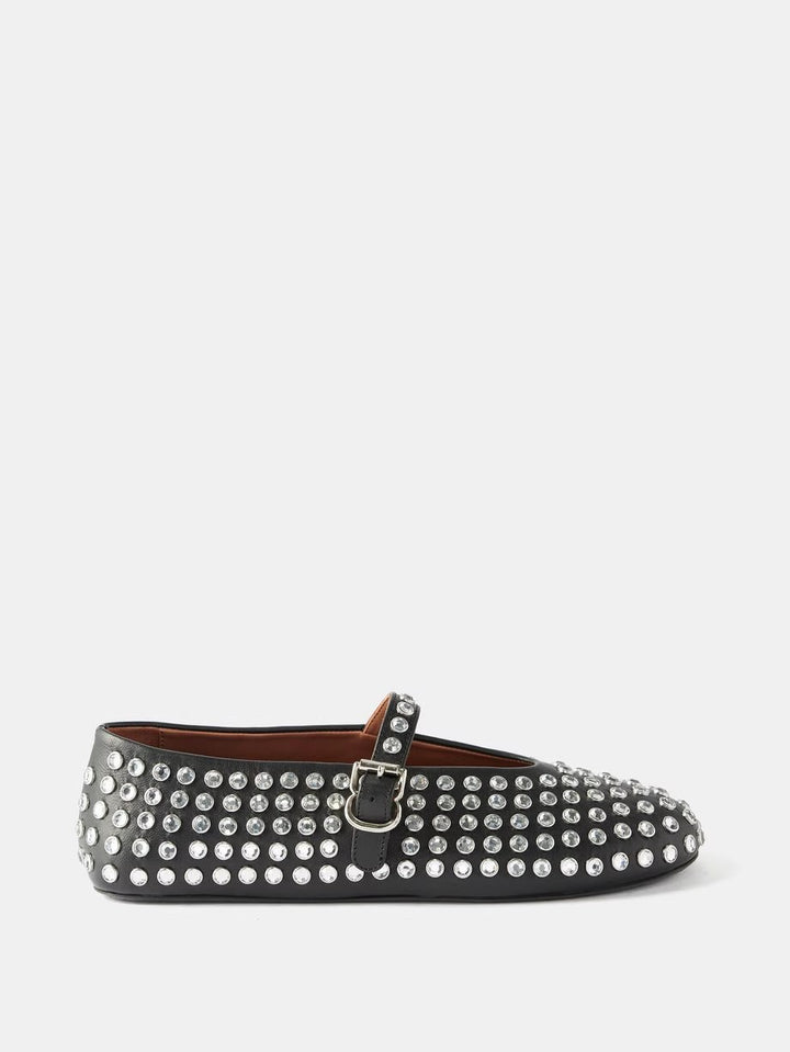 Damen  veredelte Mary‑Jane Ballerina mit Strassbesatz und verstellbarer Metallschnalle Drune