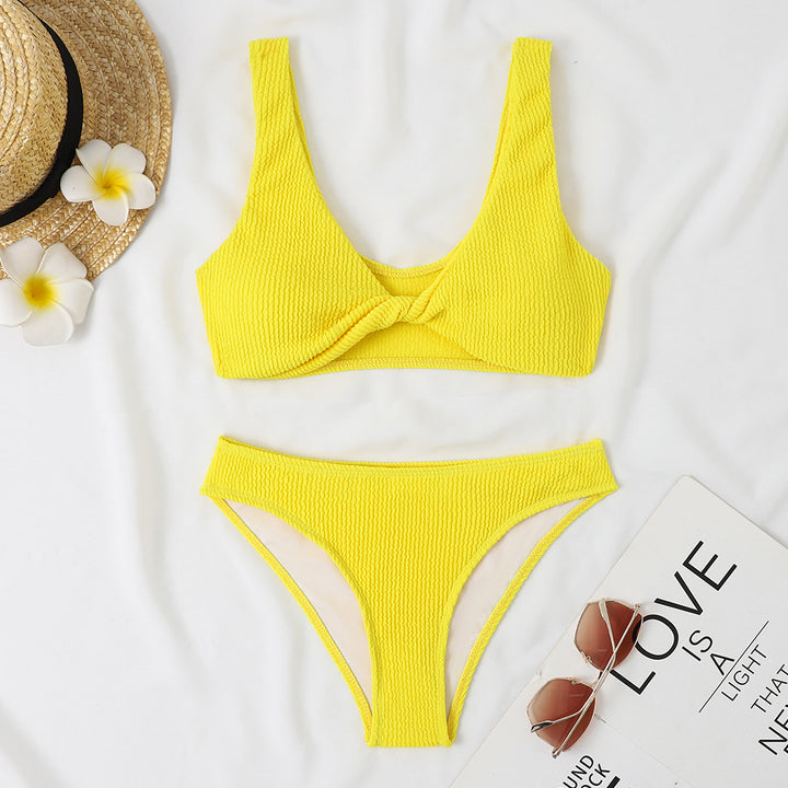 Damen Bikini-Set mit Twist-Design und hohem Taillenbund Drune