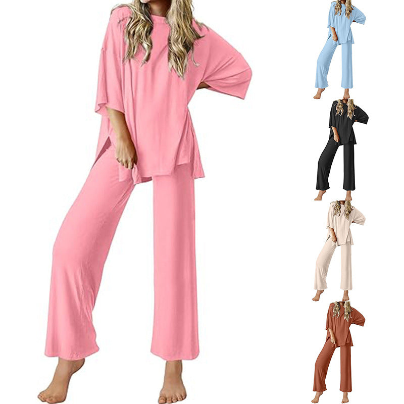 Damen Bequemer Schlafanzug mit Weitem Schnitt und Kurzarm Drune