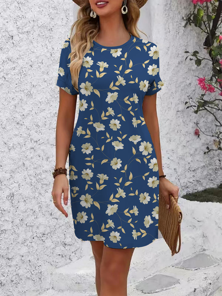 Damen Kurzarmkleid mit verspieltem Flamingo-Design und lockerem Schnitt Drune