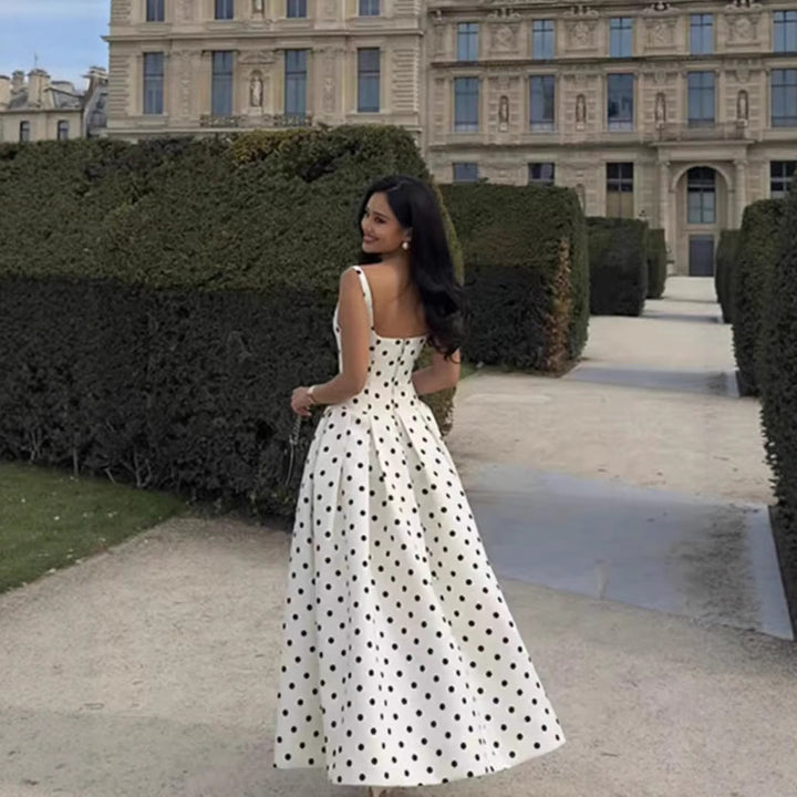 Damen Polka-Dot Cocktailkleid mit raffiniertem Rock Drune