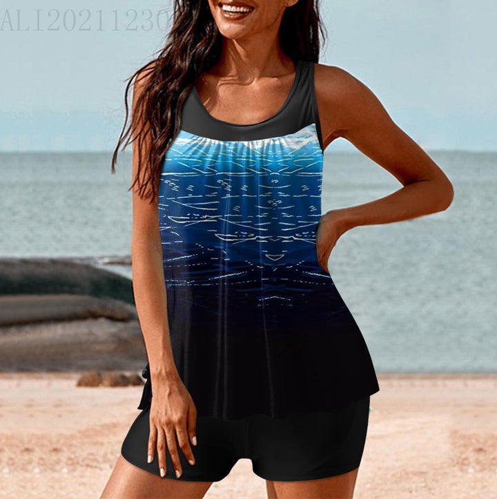 Damen Sportliches Strandoutfit mit modischer Raffung Drune