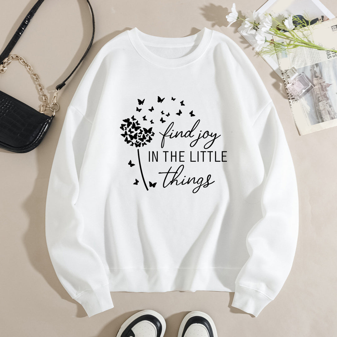 Damen Sweatshirt mit motivierendem Spruch und floralem Aufdruck Drune