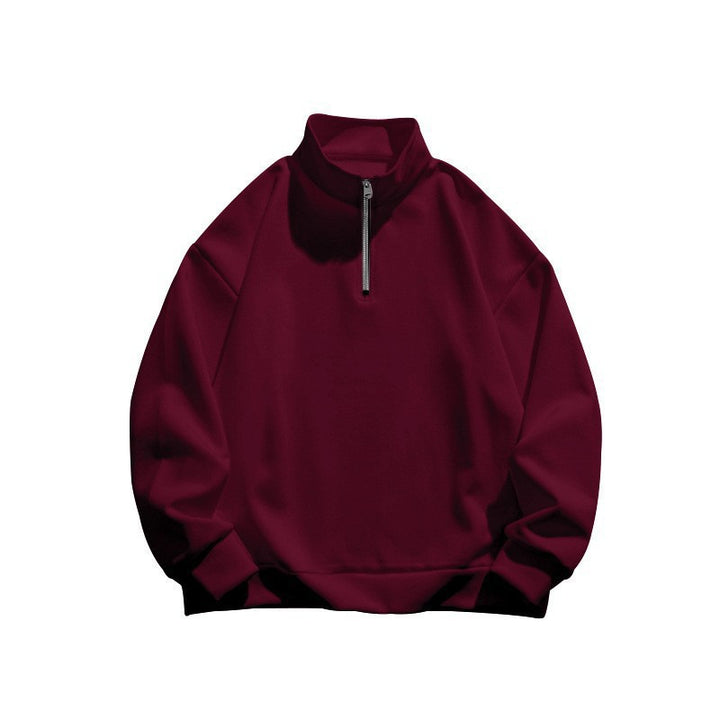 Unisex oversized Sweatshirt mit halbem Reißverschluss und Stehkragen aus weichem Baumwollmix Drune