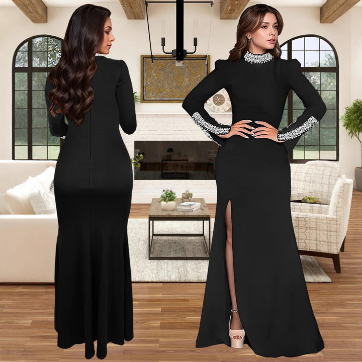 Damen Elegantes Abendkleid mit schimmernden Details und hohem Schlitz Drune
