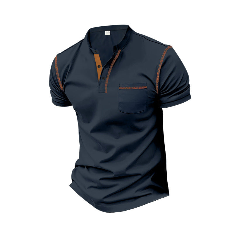 Herren shirt mit modernem Henley-Kragen und praktischen Brusttasche Drune