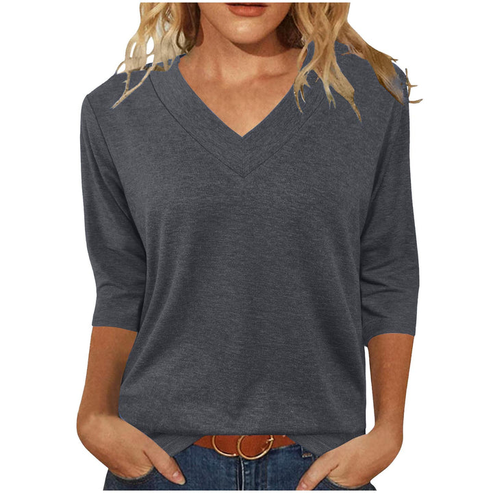Damen V-Ausschnitt Shirt mit 3/4-Ärmeln Drune
