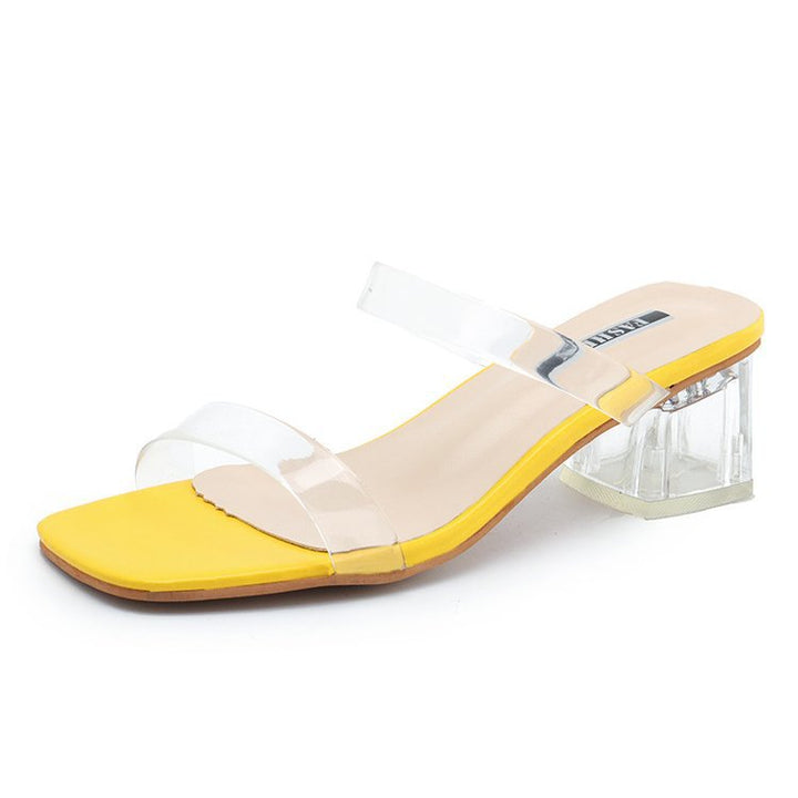Damen Transparente Slide-Sandalen mit einzigartigem Blockabsatz Heidi-Mode