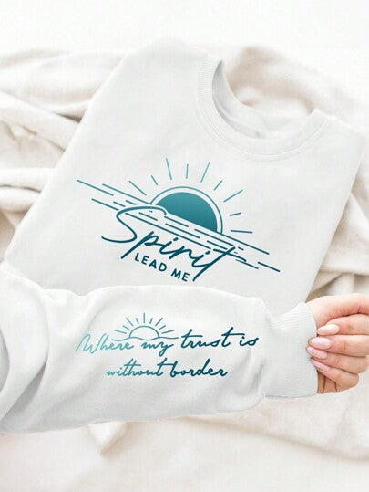 Damen Sweatshirt mit inspirierendem Druck und weich fließendem Stoff Drune
