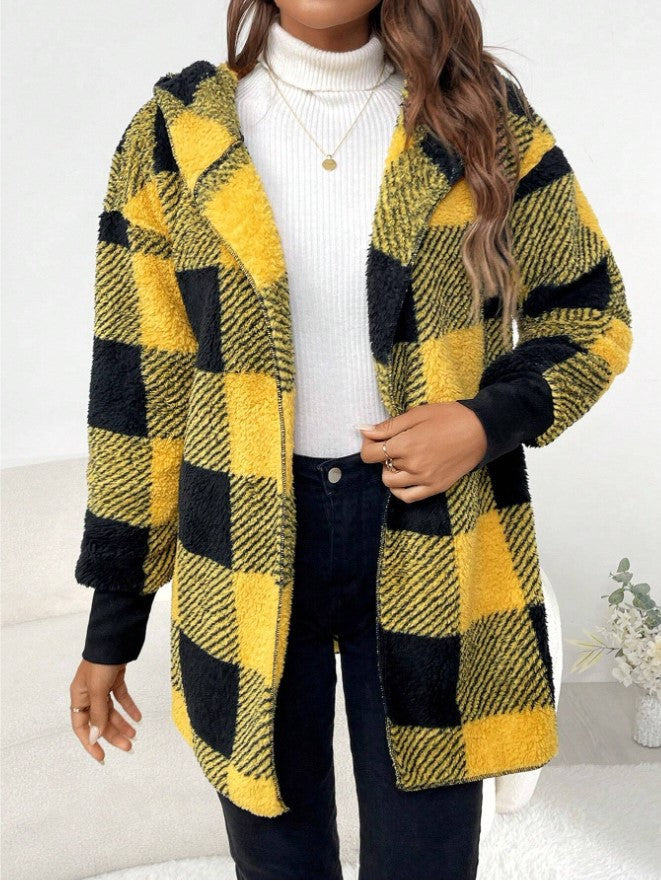 Damen Kuschelige Karojacke mit weichem Material und lässiger Passform Drune