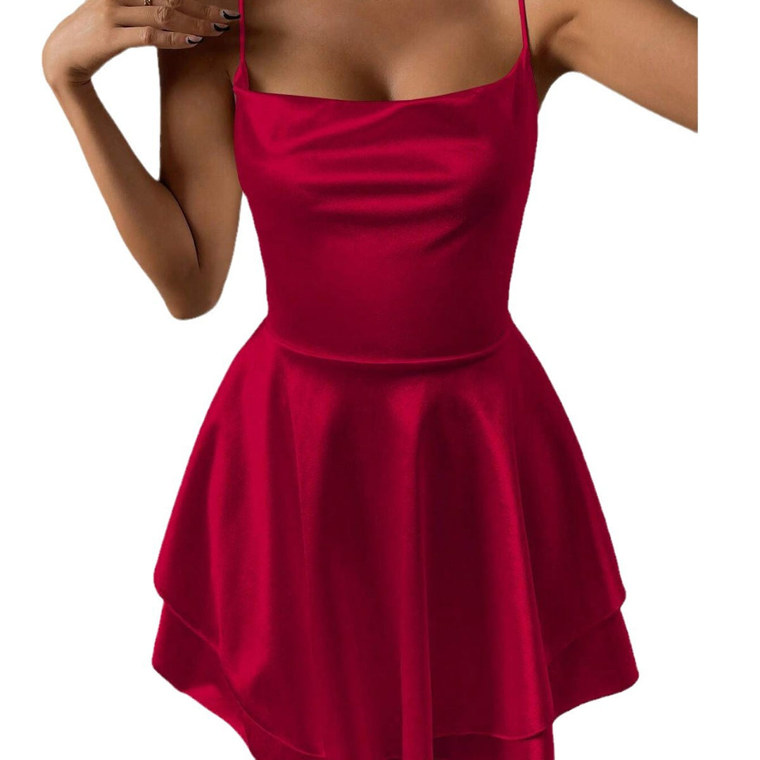 Damen Freizeitkleid mit zartem Trägerdesign und schwingendem Rock Drune