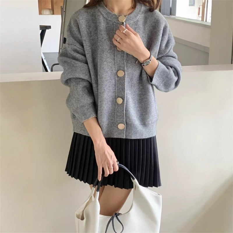 Damen Kuscheliger Strickcardigan mit Knopfdesign und feiner Textur Drune