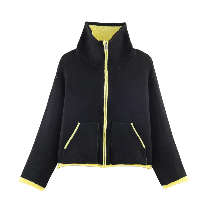 Damen nan kurze Fleecejacke mit hohem Stehkragen, durchgehendem Reißverschluss und aufgesetzten Taschen Drune