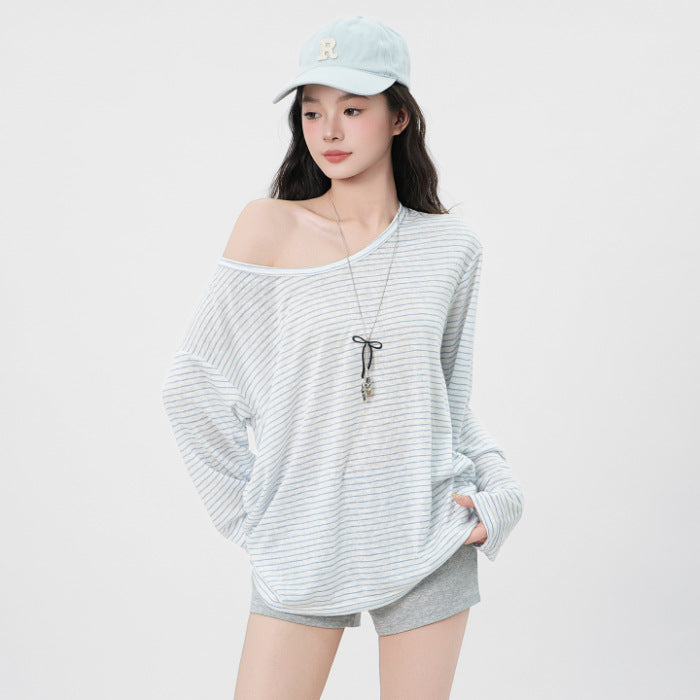 Damen lässiges Langarmshirt mit asymmetrischem Design Drune