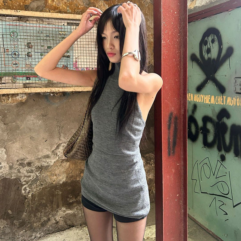 Damen Hochgeschlossenes Stricktop im figurbetonten Design Drune