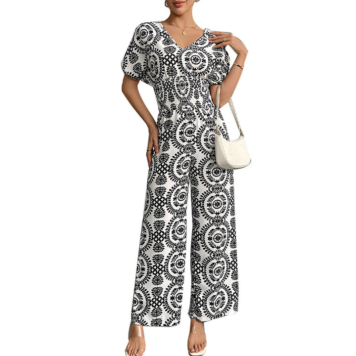 Damen Maxikleid mit elegantem V-Ausschnitt und floralen Mustern Drune