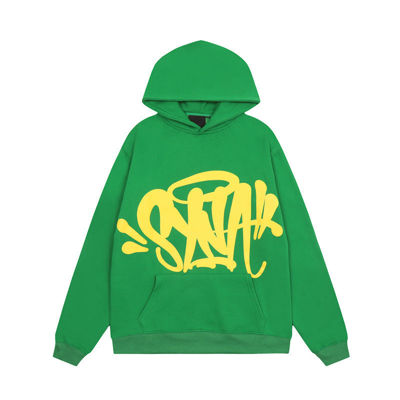 Damen Kapuzenpullover mit kreativem Graffiti-Design und praktischen Kängurutaschen Drune