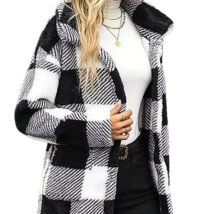 Damen Kuschelige Fleecejacke mit individuellen Karomuster Drune