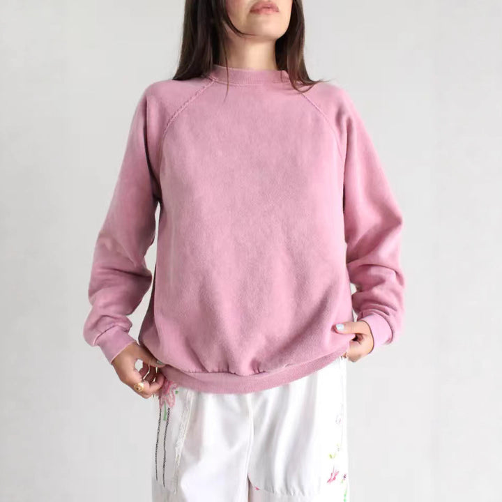Damen lässiger Sweatshirt mit hohen Ärmeln und lockerer Passform Drune
