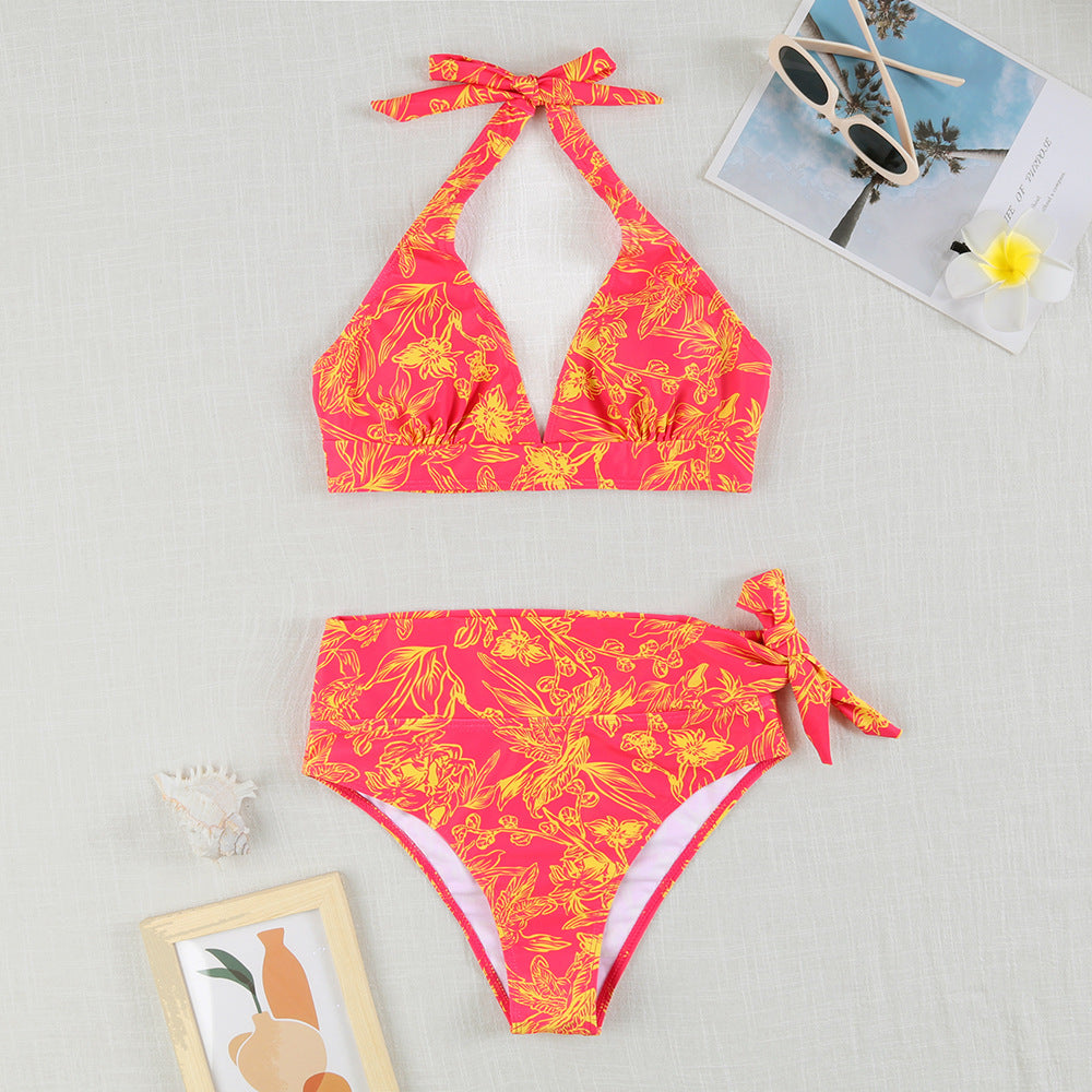 Damen Triangel-Bikini mit verstellbaren Bindebändern und floralem Design Drune