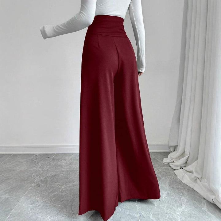 Damen Hochtaillierte Palazzo-Hose mit dekorativen Knöpfen Drune
