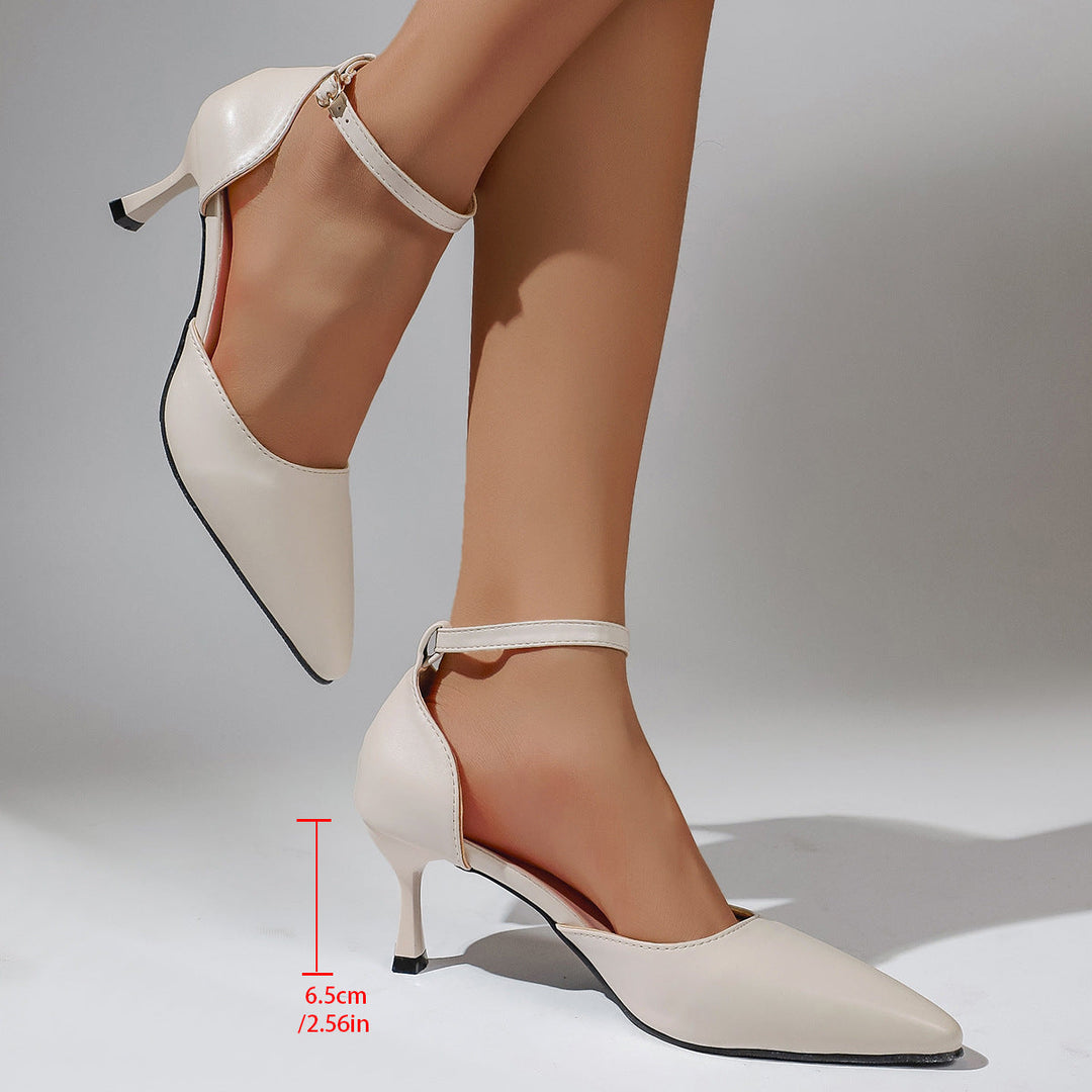 Damen elegante Slingback-Pumps mit schmalem Absatz und modischem Knöchelriemen Drune