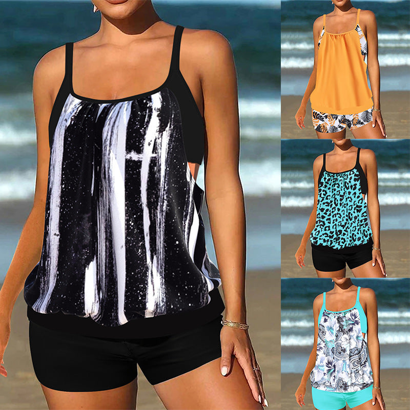 Damen Tankini-Set mit floralem Design und ausgestelltem Oberteil Drune