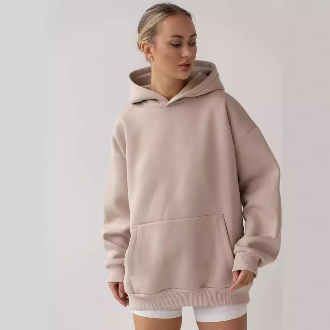 Damen nan oversized Kapuzenpullover mit Kängurutasche und dropped-shoulder Schnitt Drune