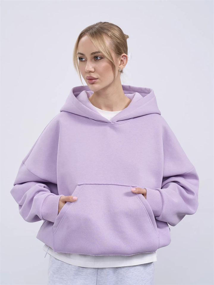Damen lässiger Oversize-Hoodie mit Kängurutasche und weichem Innenfutter Drune