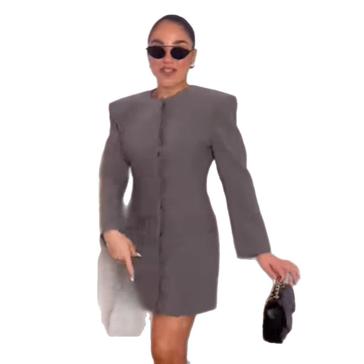 Damen Blazer-Kleid mit Oversized Schultern Drune