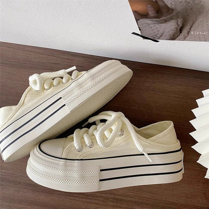Damen Plateau-Sneaker mit elastischen Schnürsenkeln und robustem Profil Drune