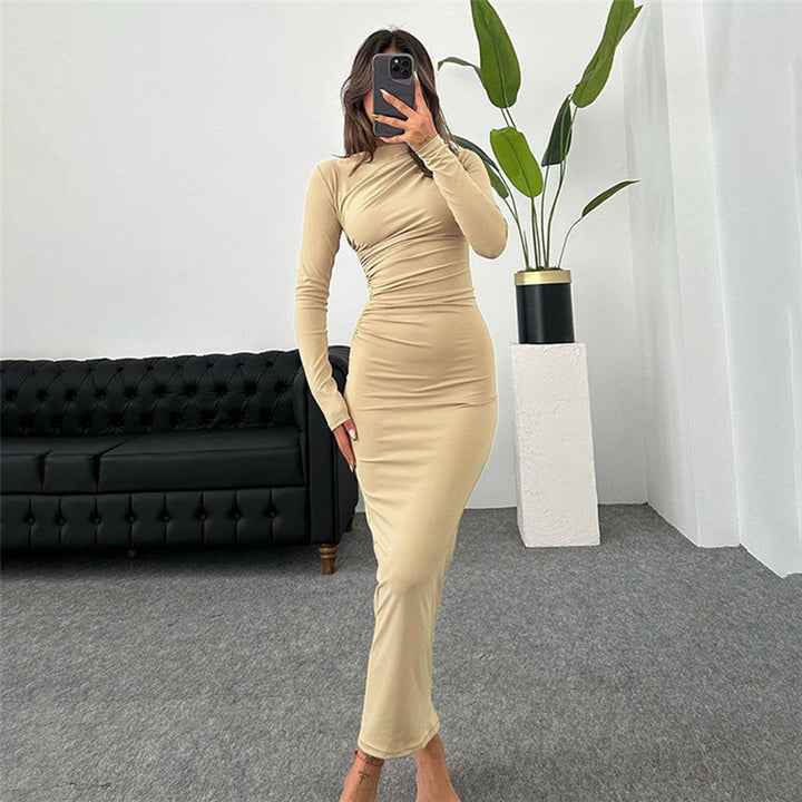 Damen figurbetontes Langarmkleid mit Raffung und elegantem Design Drune