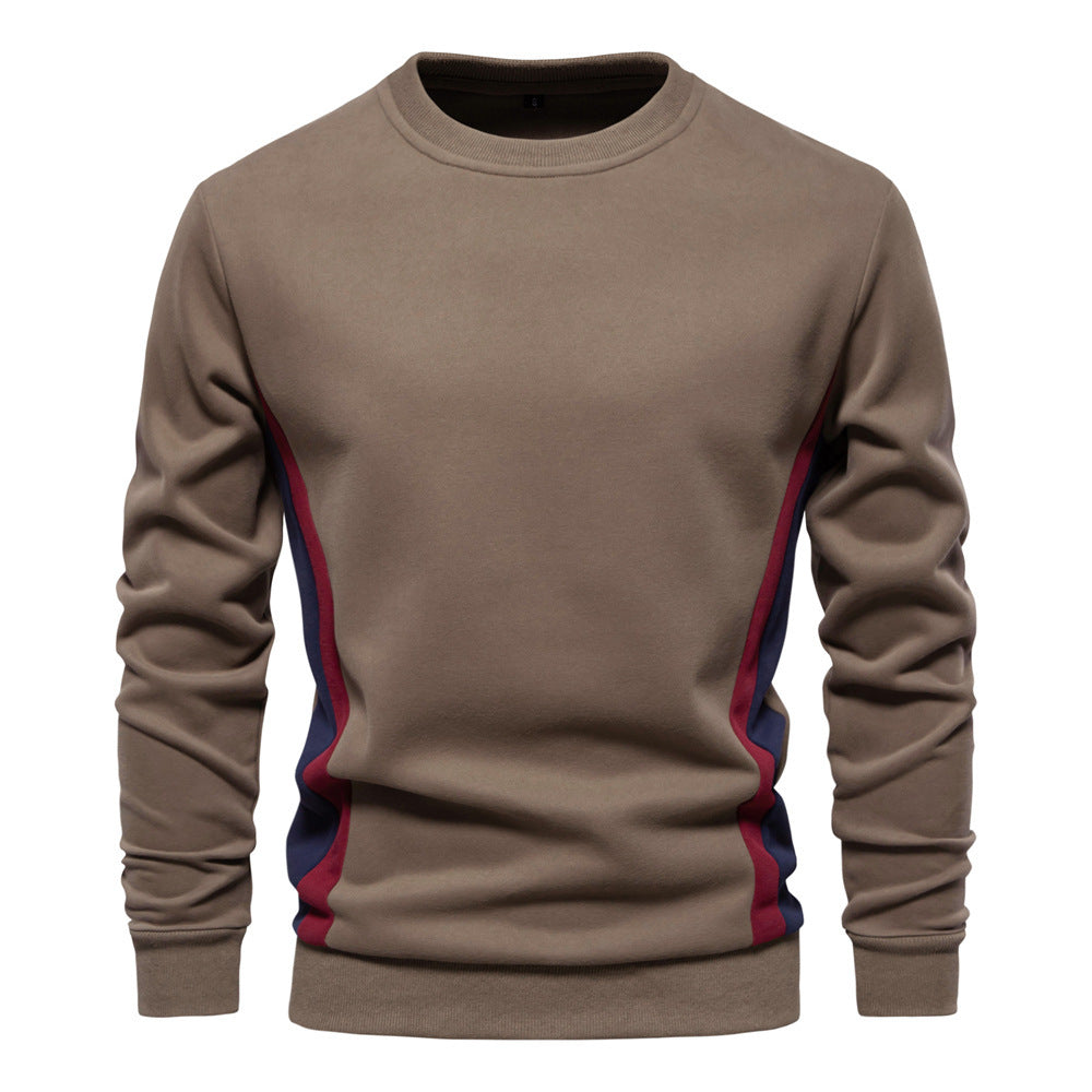 Herren nan Rundhals-Sweatshirt aus Baumwollmix mit seitlicher Kontrastpaspel und schmaler Silhouette Drune