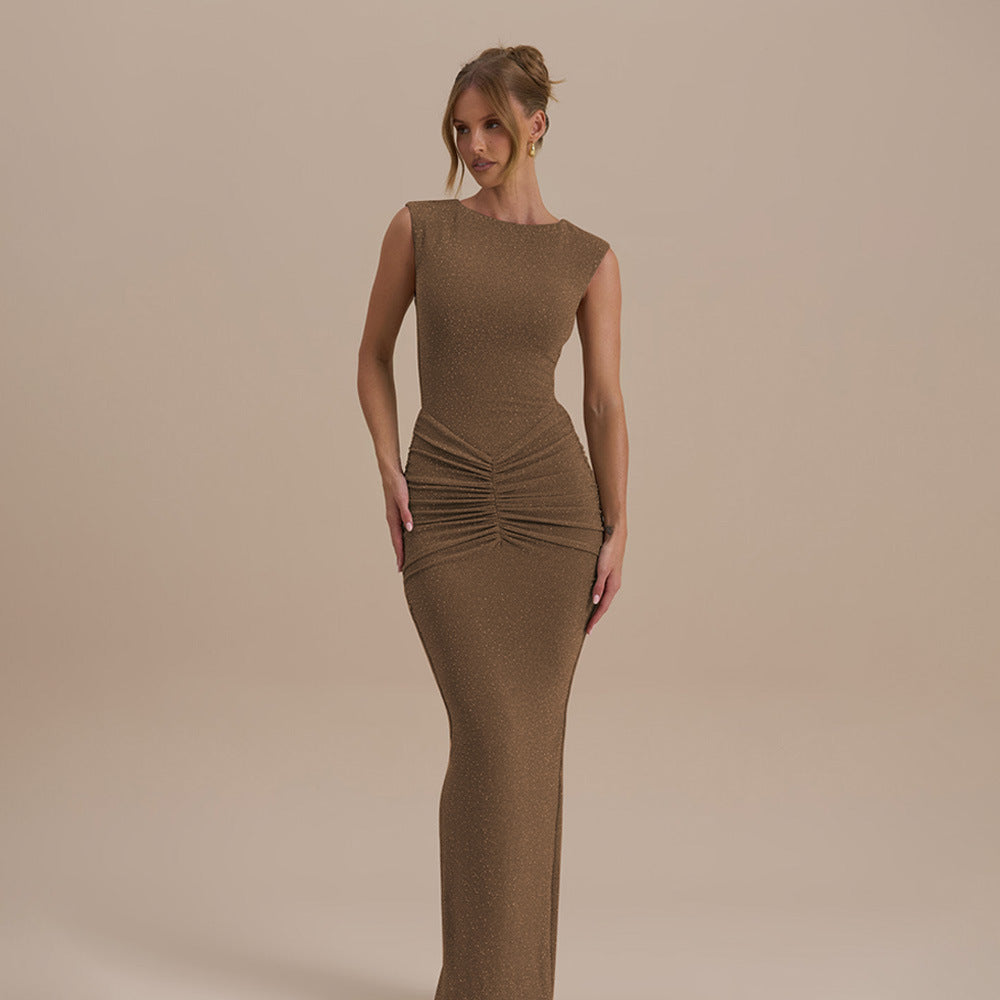 Damen Maxikleid mit elegantem Raffungsdesign und taillierter Silhouette Drune