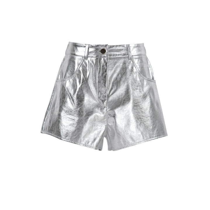 Damen Glänzende High-Waist-Shorts mit lässigem Schnitt Drune