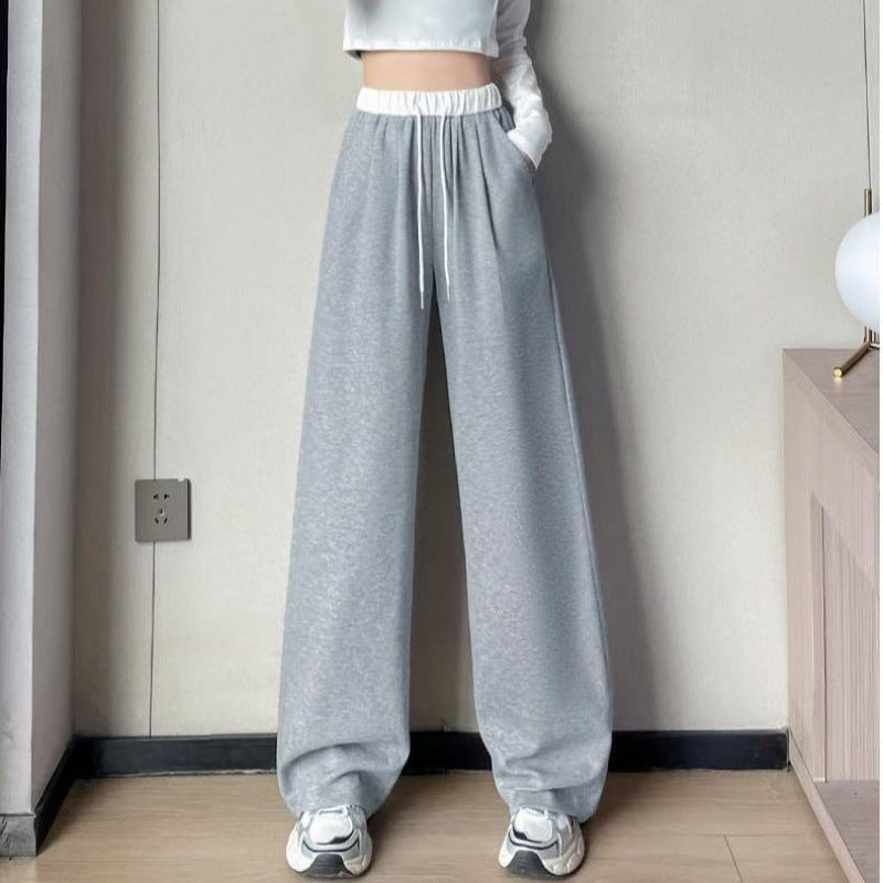 Damen Bequeme und stylische Weite Hose mit elastischem Bund und Kordelzug Drune