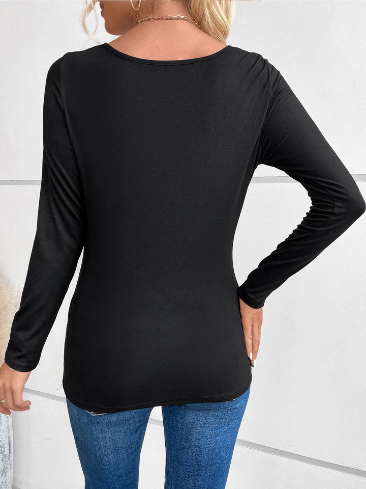 Drune | Strassbesetztes Fake-Zweiteiliges Langarmshirt