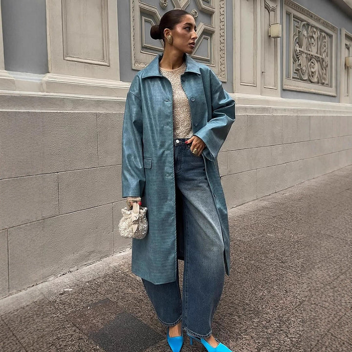 Damen oversized Denim-Trenchcoat Drune