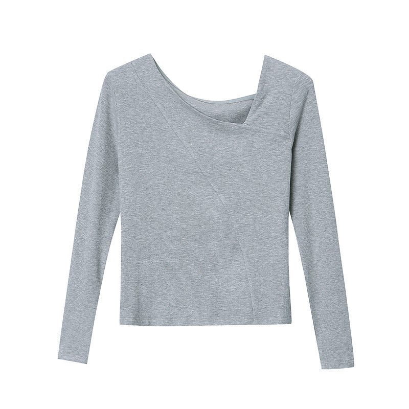 Damen Figurbetontes Longsleeve mit V-Ausschnitt Drune